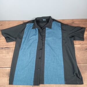 Steady Customs Mens 3X Black Blue Panel Bowling Shirt Made in USA